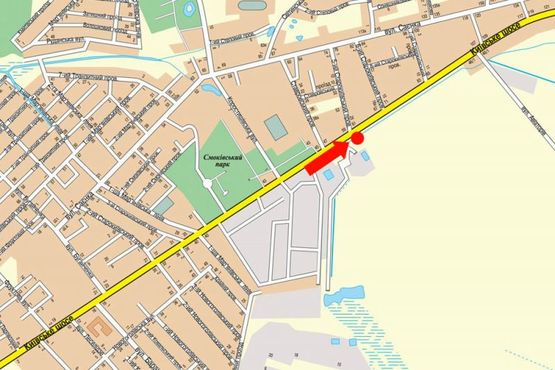 Схема рекламной плоскости по адресу Киевское шоссе, 6, возле АЗС "Лукойл", выезд в Киев