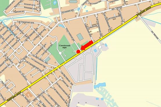 Схема рекламної площини за адресою Киевское шоссе, 4 / ул. Коростышевская, в центр