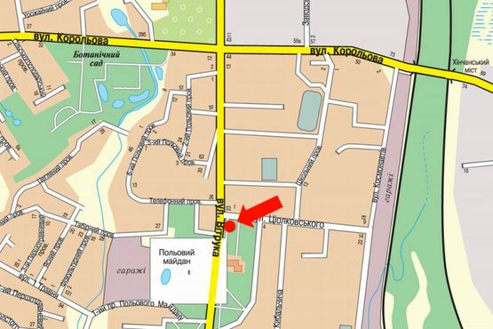 Схема рекламной плоскости по адресу Витрука ул. / ул. Циолковского, Полевая пл., возле ночного клуба "Марио"