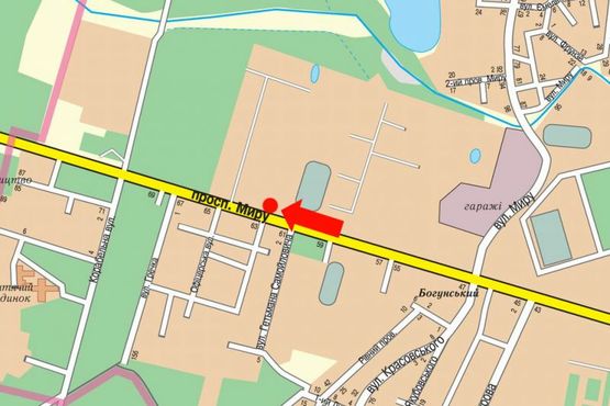 Схема рекламной плоскости по адресу Мира пр., 6, возле Дома Торговли "Есфирь", правый