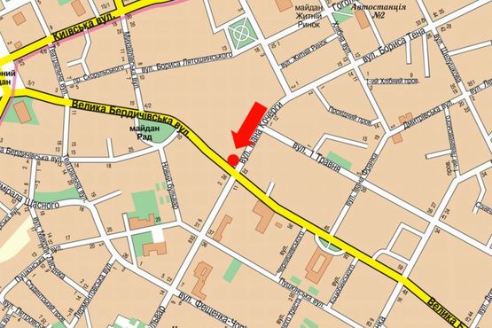 Схема рекламной плоскости по адресу Бердичевская ул. / ул. И. Кочерги