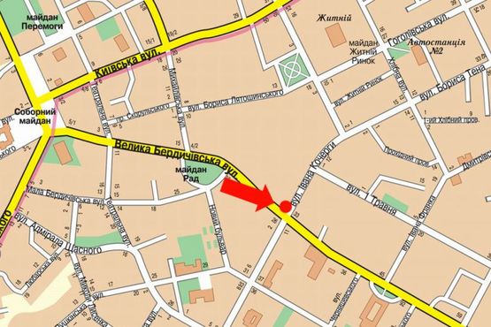 Схема рекламной плоскости по адресу Бердичевская ул. / ул. И. Кочерги
