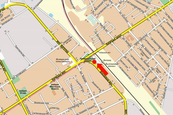Схема рекламной плоскости по адресу Привокзальная пл., 5, в сторону центра