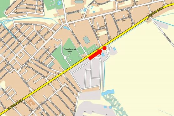 Схема рекламной плоскости по адресу Киевское шоссе, возле АЗС "ОВ", выезд из Житомира