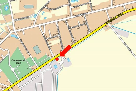 Схема рекламной плоскости по адресу Киевское шоссе, возле АЗС "ОВ", въезд в Житомир