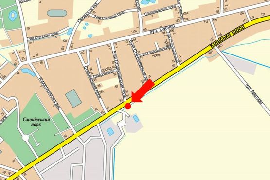 Схема рекламной плоскости по адресу Киевское шоссе, возле АЗС "Лукойл", въезд в Житомир
