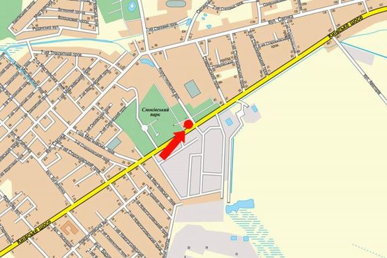 Схема рекламной плоскости по адресу Киевское шоссе, возле воинской  части, выезд в сторону Киева