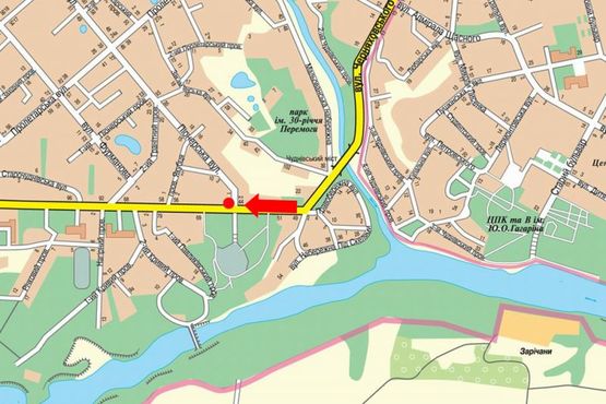 Схема рекламной плоскости по адресу Чудновская ул. (бывш. ул. Черняховского), 44 / ул. Пионерская, из центра