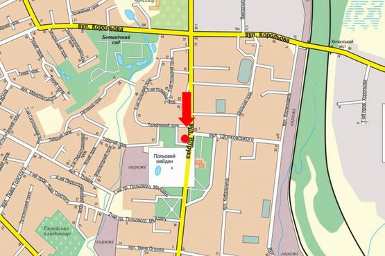 Схема рекламної площини за адресою Витрука ул.  / ул. Циолковского, Полевая пл., из центра