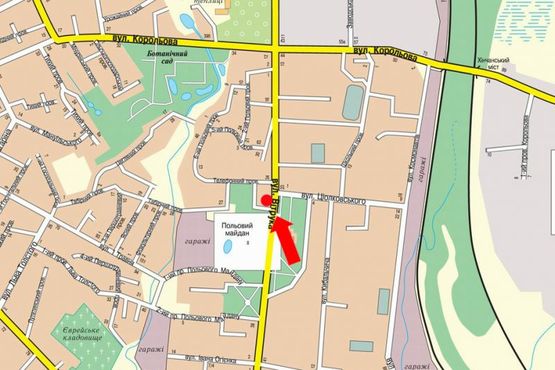 Схема рекламной плоскости по адресу Витрука ул.  / ул. Циолковского, Полевая пл., в центр