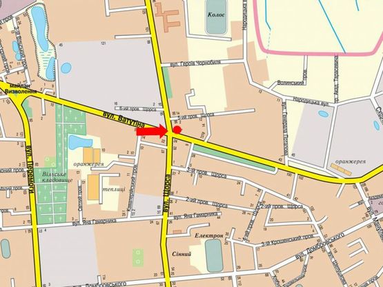 Схема рекламной плоскости по адресу Покровская ул. (бывш. ул. Щорса) ул. / Независимости пр. (бывш. ул. Ватутина) из центра