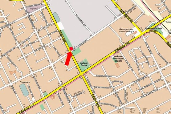 Схема рекламной плоскости по адресу Грушевского ул. (бывш. ул. Котовского) / ул. Восточная, возле ТРЦ "Глобал", супермаркетов Комфи, Фокстрот, Караван, верхний