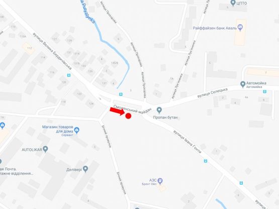 Схема рекламної площини за адресою Бердичевская ул. / ул. Селецкая, Смолянская пл., из центра, нижний