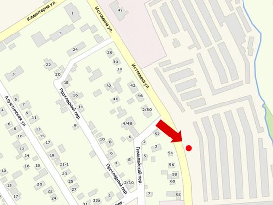 Схема рекламной плоскости по адресу Истомина ул., 54, напротив, в сторону Розенталь ул.