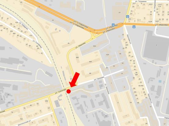 Схема рекламной плоскости по адресу Фортечная ул. (бывш. Грязнова ул.) / Иванова ул.,  возле ж/д моста, в центр