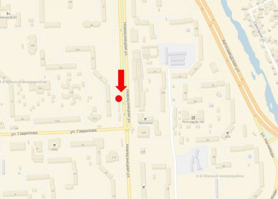 Схема рекламной плоскости по адресу Новокузнецкая ул., 21, рынок "Южный", супермаркет "Брусныця", из центра