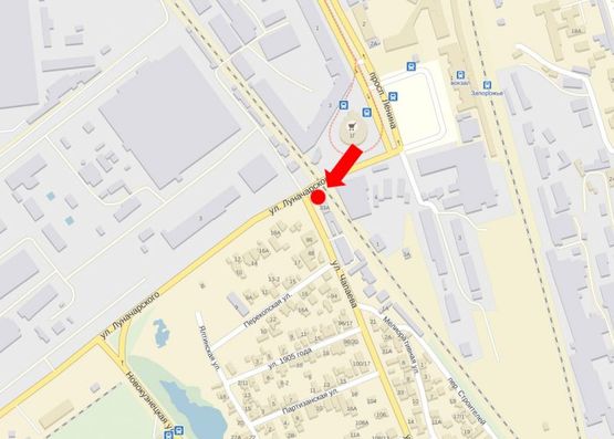 Схема рекламной плоскости по адресу Привокзальная ул. (бывш. Луначарского ул.) / Ласточкина ул. (бывш. Чапаева ул.), в сторону Набережной магистрали