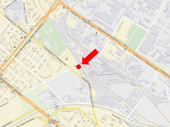 Схема рекламной плоскости по адресу Верхняя ул. / Рекордная ул., возле ж/д переезда, в сторону Соборный пр. (бывш. Ленина пр.)