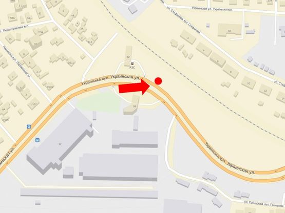 Схема рекламной плоскости по адресу Украинская ул., 58, возле АЗС "Лукойл", в сторону Моторостроителей пр. (бывш. 8 Марта ул.)