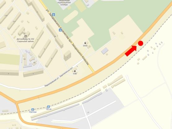 Схема рекламной плоскости по адресу Заднепровская ул., в центр