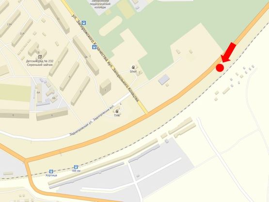 Схема рекламной плоскости по адресу Заднепровская ул., из центра