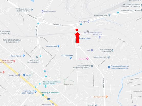 Схема рекламної площини за адресою Седова ул. - Южное шоссе, возле жд моста, из центра