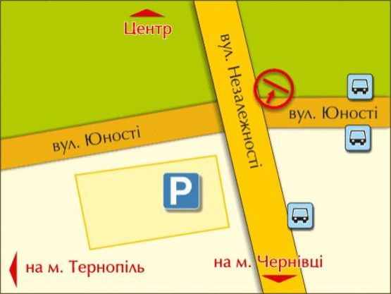 Схема рекламной плоскости по адресу вул. Незалежності – Юності, зліва