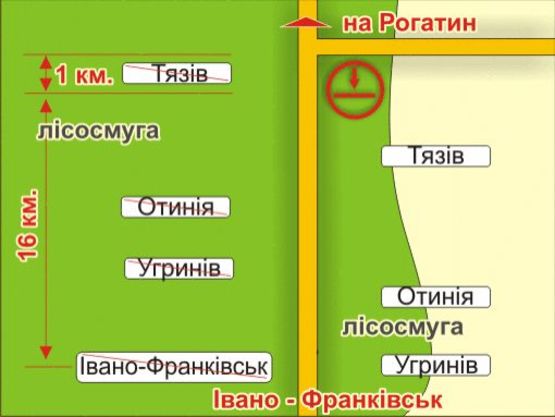 Схема рекламной плоскости по адресу с. Тязів (напрямок на Рогатин), 4x8 м