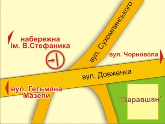 Схема рекламной плоскости по адресу вул. Довженка (навпроти магазину "Заравшан")