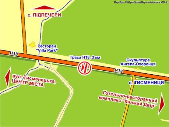 Схема рекламної площини за адресою с.Тисмениця  (поряд готель " княжий Двір")