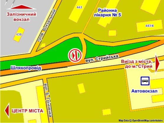 Схема рекламной плоскости по адресу вул. Стрийська (біля шляхопроводу)