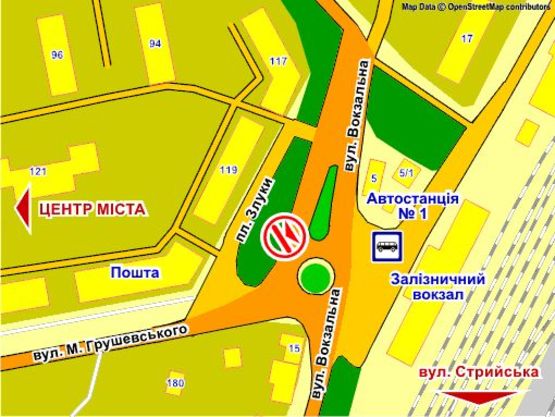 Схема рекламной плоскости по адресу пр. Злуки – вул. Грушевського (Вокзал)