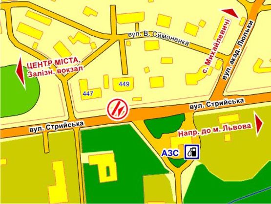 Схема рекламной плоскости по адресу вул. Стрийська, 447–449 (біля АЗС)