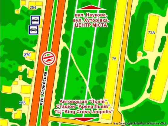 Схема рекламной плоскости по адресу вул. Стрийська, 270 (до центру),