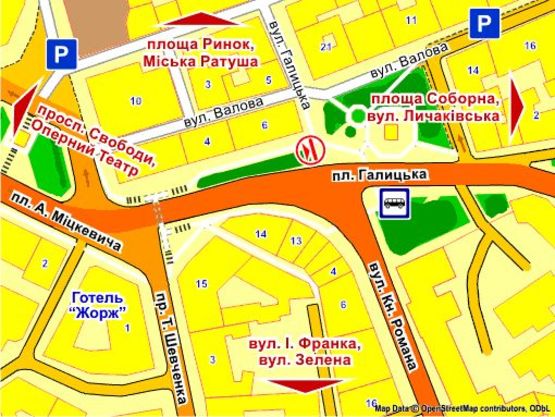 Схема рекламної площини за адресою пл. Галицька – вул. Галицька (парна сторона)  скролл