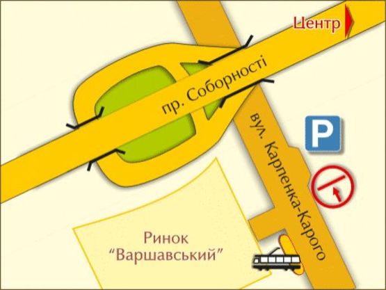Схема рекламной плоскости по адресу вул. Карпенка-Карого (навпроти "Варшавського ринку")