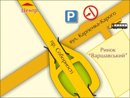 Схема рекламной плоскости по адресу вул. Карпенка-Карого (навпроти "Варшавського ринку")