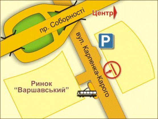 Схема рекламной плоскости по адресу вул. Карпенка-Карого ("Варшавський ринок", автостоянка), місце 4