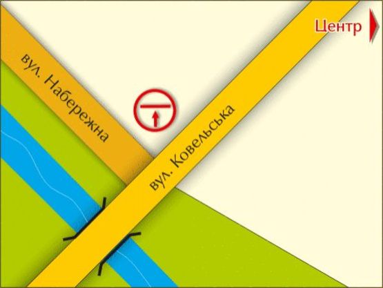 Схема рекламної площини за адресою вул. Набережна – Ковельська, зліва