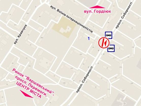 Схема рекламной плоскости по адресу вул. Воїнів-Інтернаціоналістів, 1