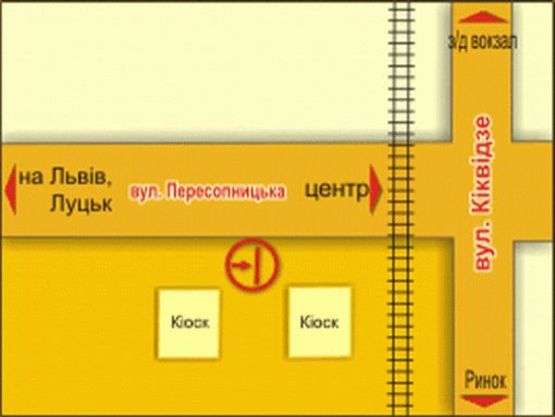 Схема рекламной плоскости по адресу вул. Пересопницька (біля залізничного переїзду)