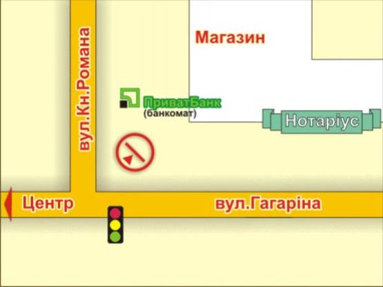 Схема рекламной плоскости по адресу вул. Гагаріна – Кн. Романа