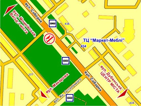 Схема рекламной плоскости по адресу вул. Соборна (навпроти буд. 438)