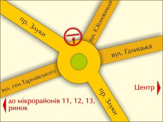 Схема рекламной плоскости по адресу пр. Злуки – вул. Коновальця, справа