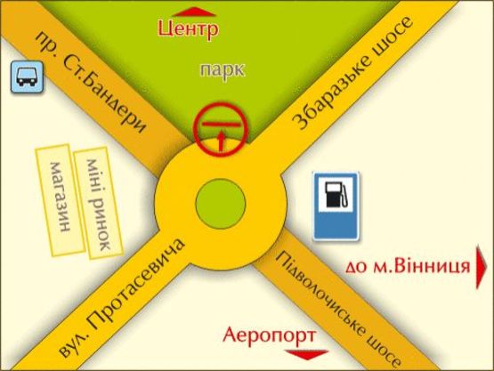 Схема рекламной плоскости по адресу пр. Бандери – Збаразьке шосе, справа