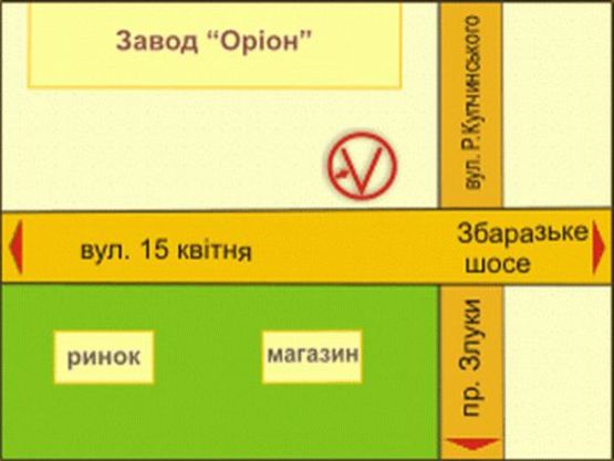 Схема рекламной плоскости по адресу вул. 15 квітня – Купчинського