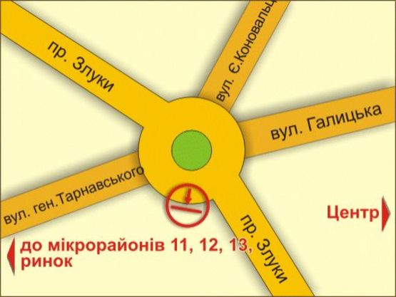 Схема рекламної площини за адресою пр. Злуки – вул. Тарнавського, справа