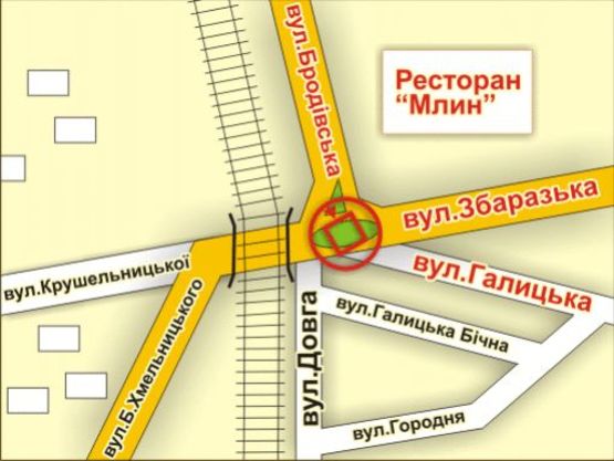 Схема рекламної площини за адресою вул. Бродівська – Збаразька (кільце, зі сторони вул. Бродівської)