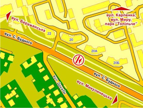 Схема рекламной плоскости по адресу вул. С. Будного (біля буд. 20А)