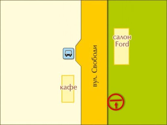 Схема рекламної площини за адресою вул. Свободи (салон "Ford")